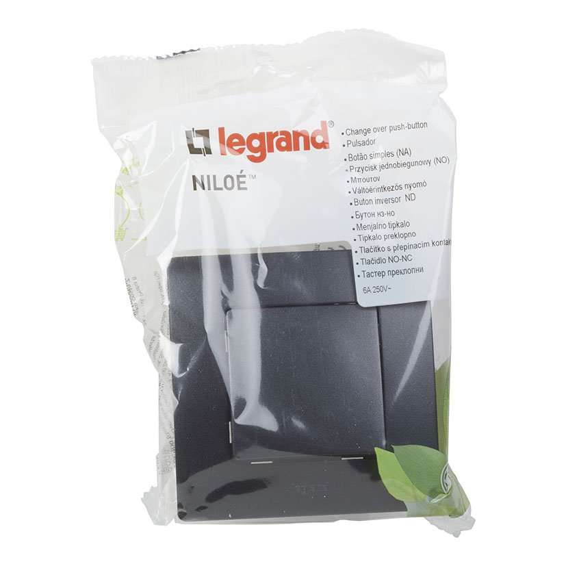 NILOE Pulsador BLACK Monobloc Legrand Negro mecanismo empotrar - Imagen 4