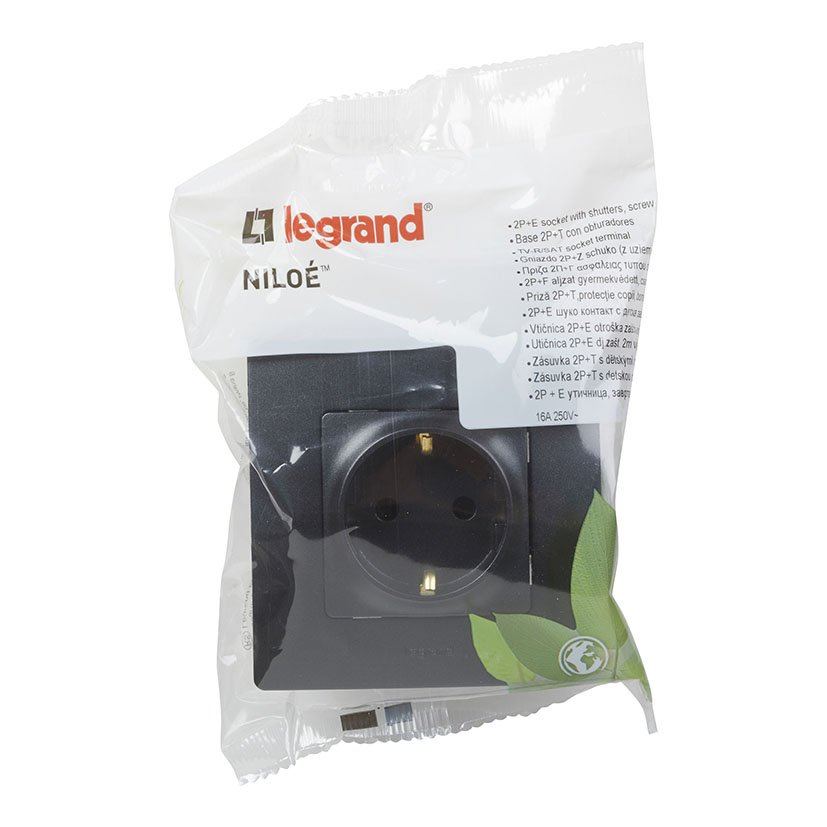 NILOE TOMA 2P+T BLACK Monobloc Legrand Negro mecanismo empotrar - Imagen 4
