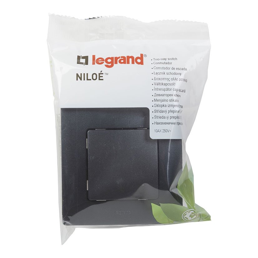 NILOE Conmutador BLACK Monobloc Legrand Negro mecanismo empotrar - Imagen 2