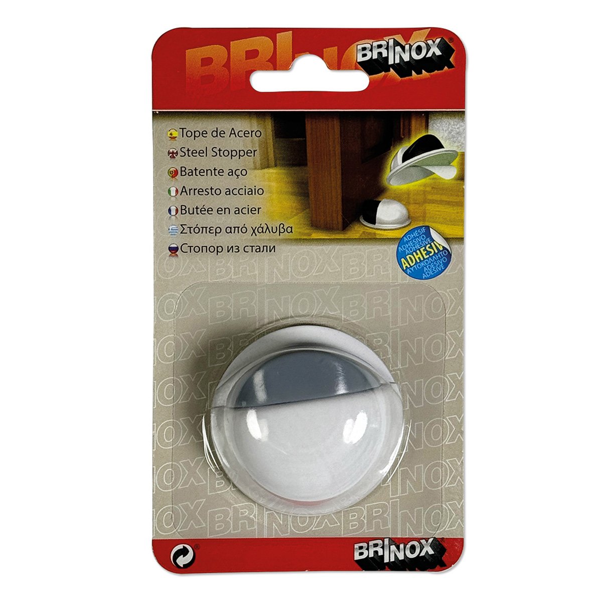 TOPE ACERO ADHES BLACO Lacado Ø49X22 Mm Brinox Blanco top puerta - Imagen 2