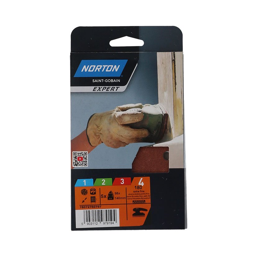 5 Patines DELTA 98X140 GR 180 Norton 98X140 Mm abrasivo electroportatil - Imagen 2