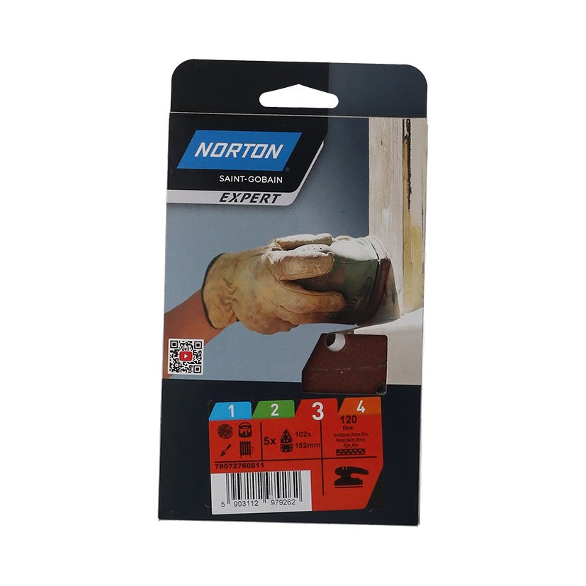 5 Patines DELTA 102X152 GR 120 Norton 102X152 Mm abrasivo electroportatil - Imagen 2