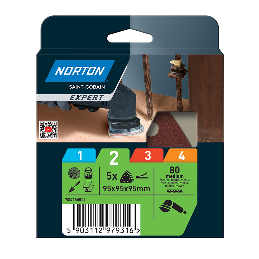 5 Patines DELTA 95X 95X95 GR 80 Norton 95X95X95 Mm abrasivo electroportatil - Imagen 2