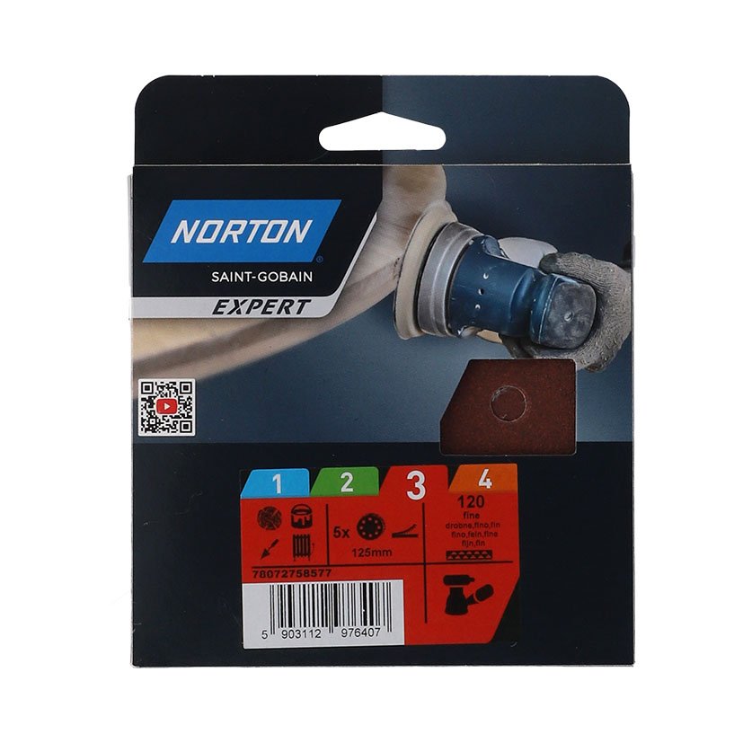 5 Discos PEX 125 GR 120 Norton 125 Mm abrasivo electroportatil - Imagen 2