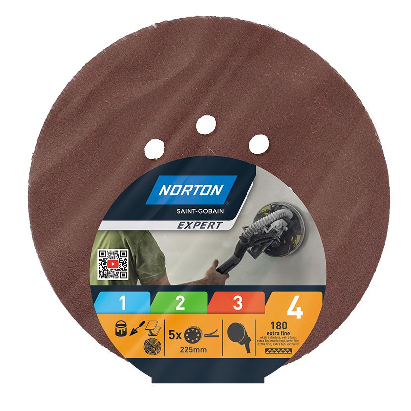 5 Discos PEX 225 GR 180 Norton 225 Mm abrasivo electroportatil - Imagen 2