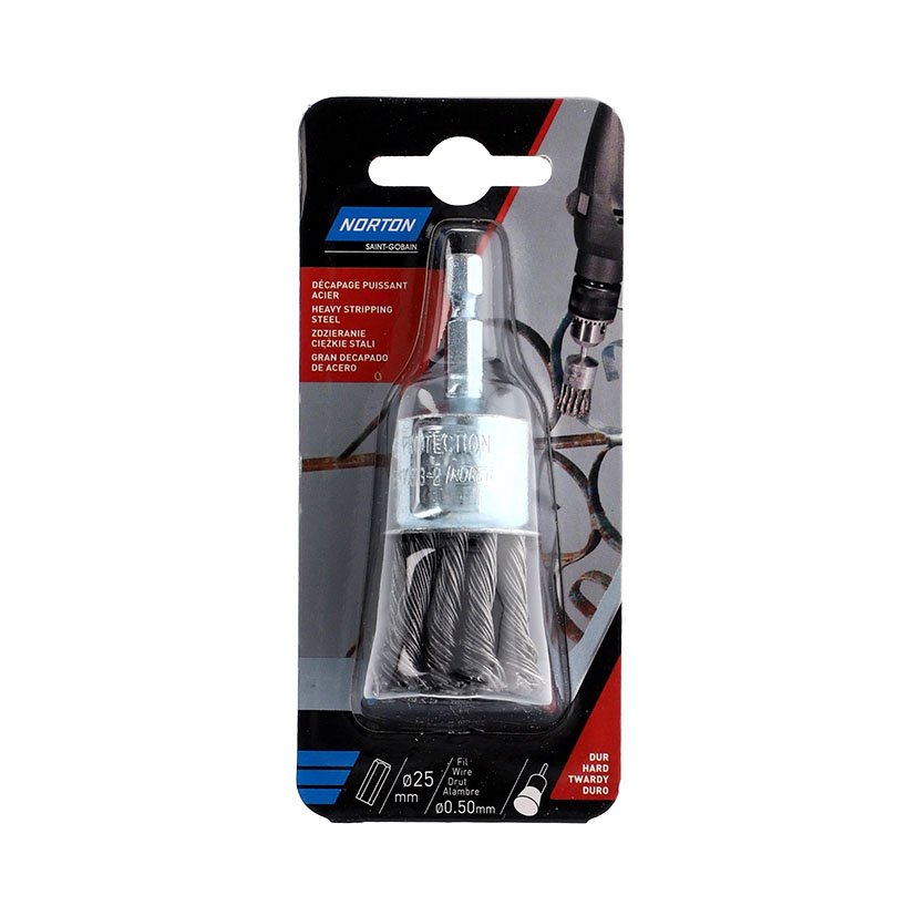 Cepillo Pincel Alambre TRENZ 25 MM EJE 6 Norton 25 MM abrasivo electroportatil - Imagen 2