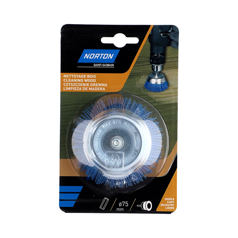 Cepillo COPA NYLON AZUL 75 MM EJE 6 MM Norton 75 MM abrasivo electroportatil - Imagen 2