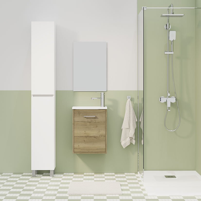 Conjunto LAVAM Artysan SLIM ROBLE CLARO Alday 40X22 Cm 41X23 Cm baño - Imagen 2