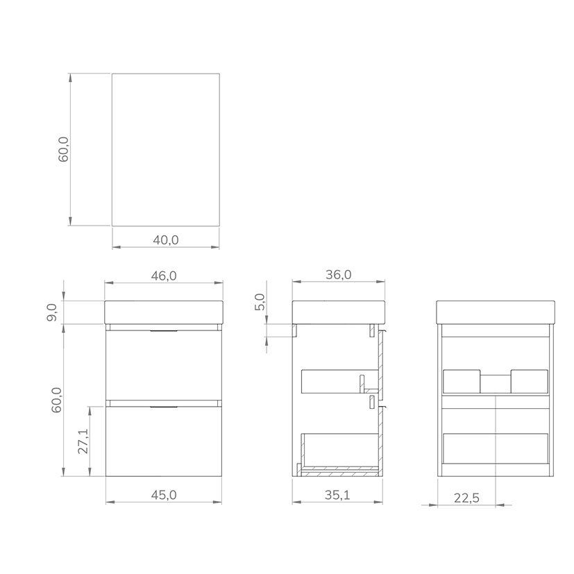 Conjunto LAVAM Artysan 45 SLIM Blanco Alday 45X36 Cm 46X36 Cm baño - Imagen 5