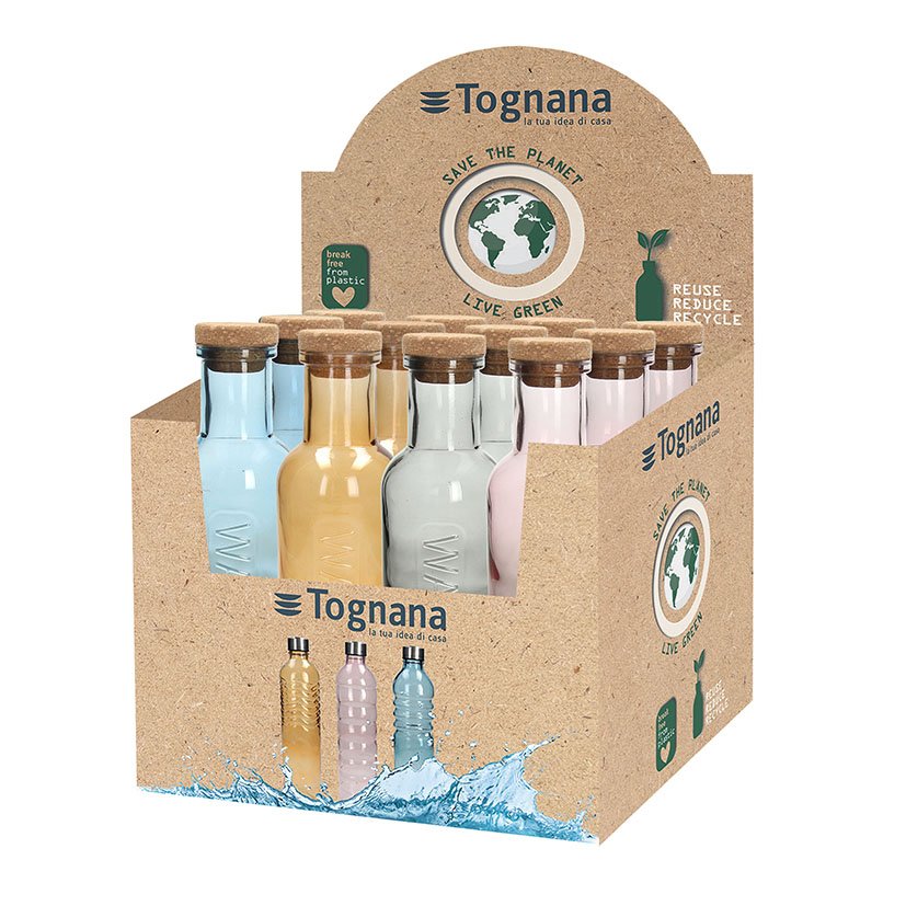 Botella Vidrio 1 L POP TAPON Corcho Tognana jarra - Imagen 2