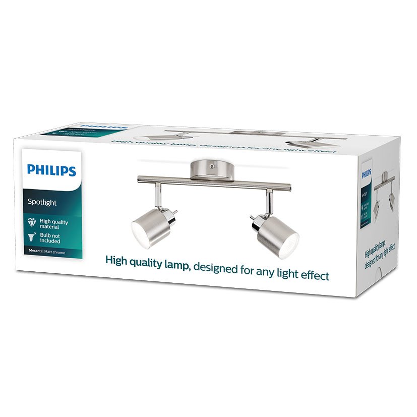Meranti FOCO Nickel 2XGU10 Philips 4X15 5 Cm apliqu plafon - Imagen 2