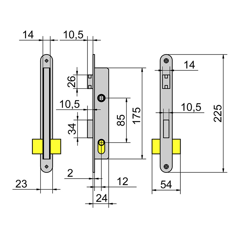 Cerradura Puerta Metalica 5550 85 MM Lince 24 Mm Niquelado - Imagen 2