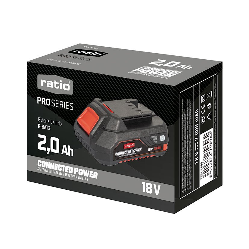 Bateria 2 0 AH R-BAT2 RATIO Proseries 2.0 AH 18 V batería recambio - Imagen 2