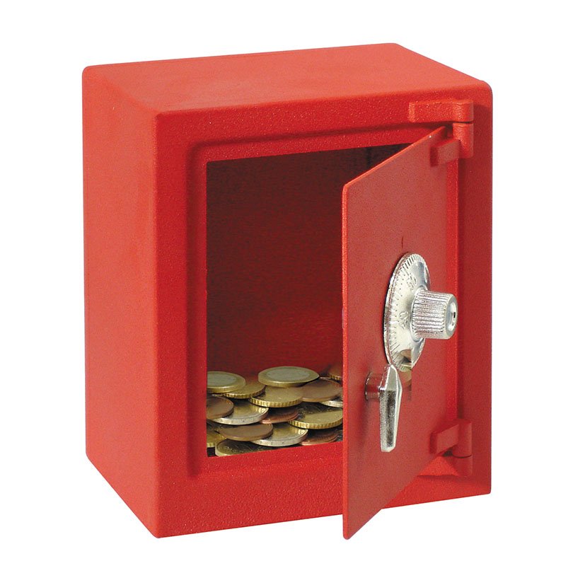HUCHA CAJA Fuerte Infantil ROJO Btv cajita caudal - Imagen 2