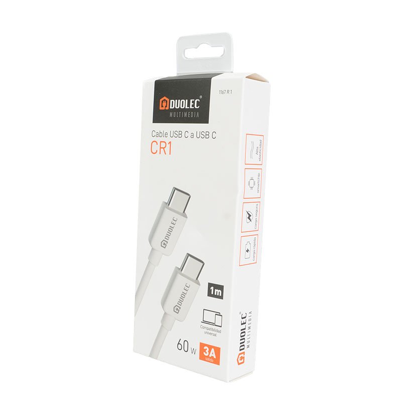 CABLE C-C 60 W 3A 1M Blanco Duolec 60 W multimedia - Imagen 3