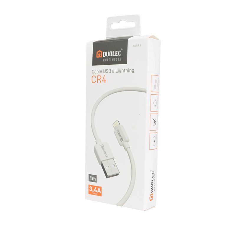 CABLE Lightning-usb 3A 1M Blanco Duolec multimedia - Imagen 3