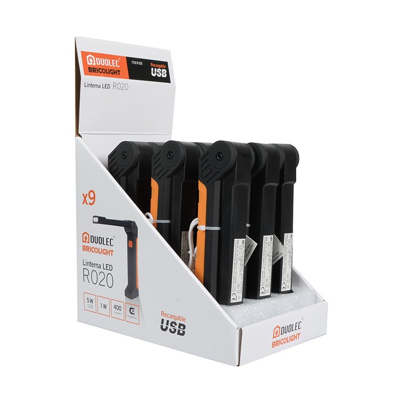 Linterna LED Duolec Bricolight R020 Potencia Máx 5 W Cob 1 W. 400 Lm. Alcance 10 M.dimensiones. 3,4 X 5,8xh.19.7 Cm - Imagen 6