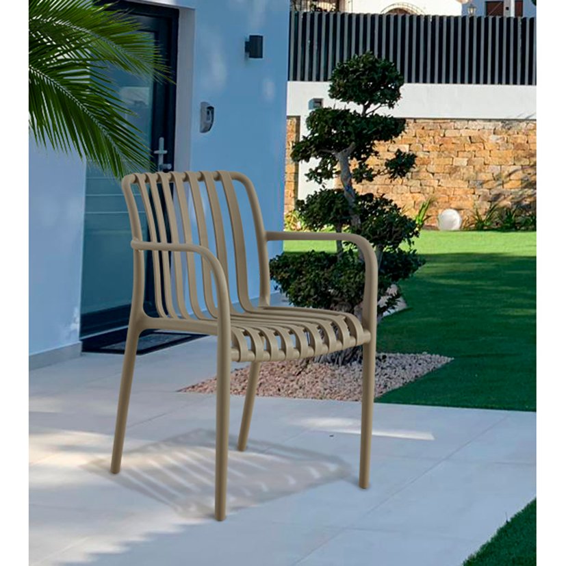 SILLA Jardin GRETA BEIGE mueble resina - Imagen 2