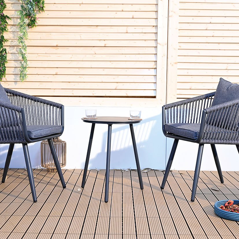 SET Balcon MAI 2 Sillas Y MESA BAJA 60X64X79 Cm 45X55 Cm mueble metal + Brasero exterior de regalo - Imagen 3