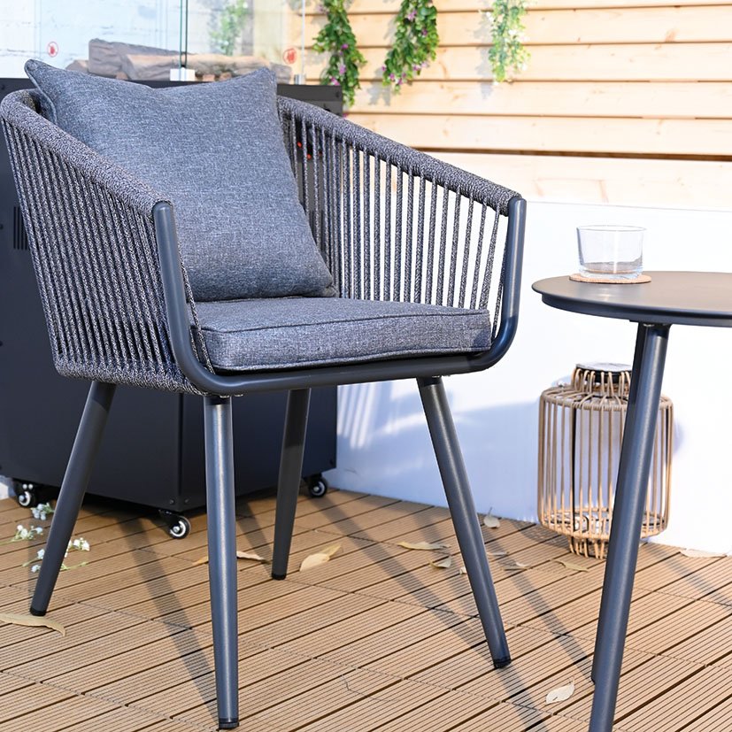 SET Balcon MAI 2 Sillas Y MESA BAJA 60X64X79 Cm 45X55 Cm mueble metal + Brasero exterior de regalo - Imagen 4