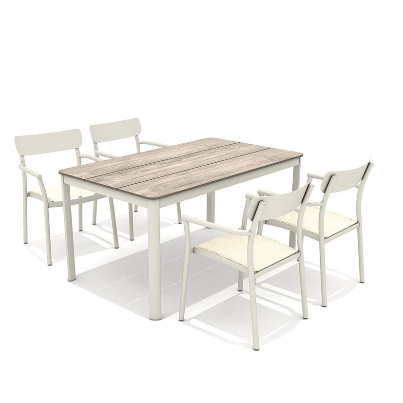 SILLA Jardin TILOS BEIGE Apilable mueble metal - Imagen 2