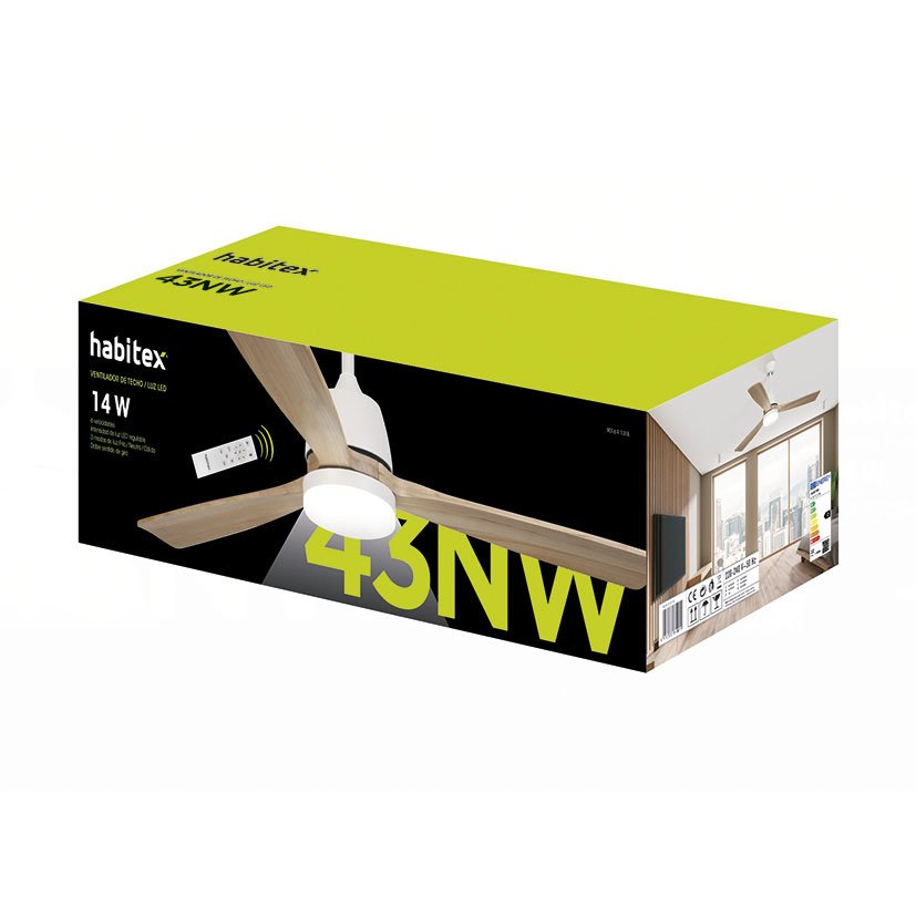 Ventilador TECHO LED Blanco Habitex 43 NW 14 W 106 Cm - Imagen 2
