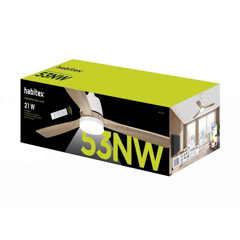 Ventilador TECHO LED Blanco Habitex 53 NW 132X25 Cm 21 W - Imagen 2