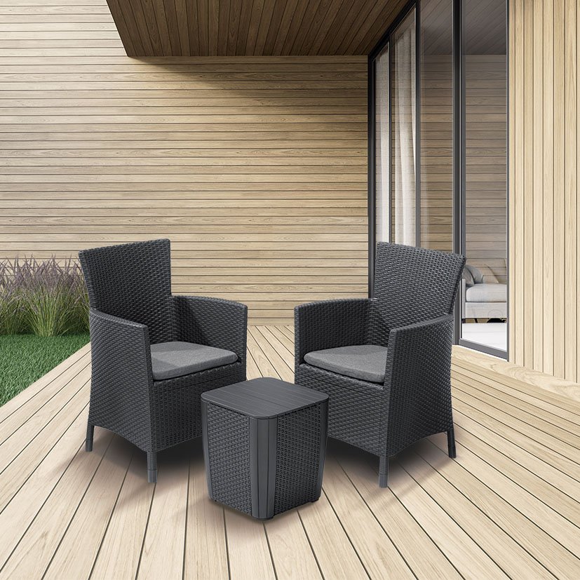 SET Balcony IOWA Grafito 62X60X89 Cm 39X39X43 Cm mueble resina - Imagen 2
