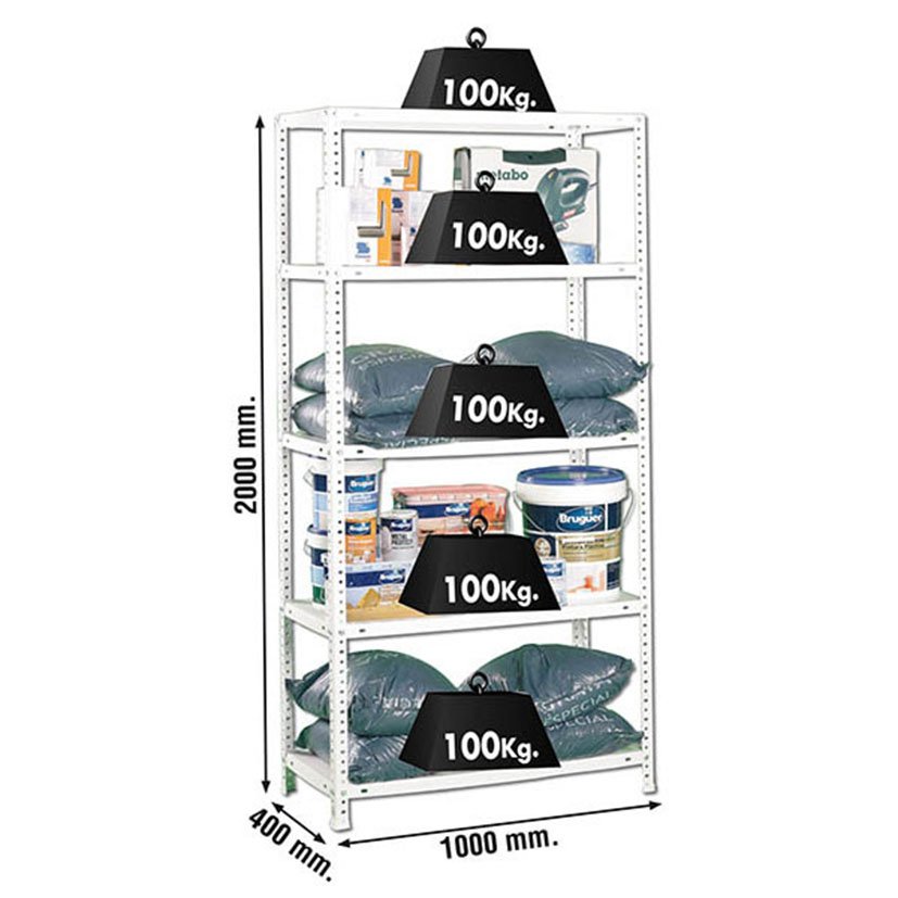 Estanteria Comfort PLUS 5/400 Blanco Simonrack 100X40X200 Cm estantería - Imagen 2