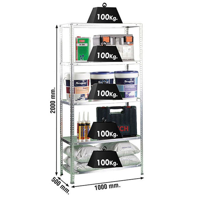 Estanteria Comfort PLUS 5/500 Galvanizad Simonrack 100X50X200 Cm Galvanizado estantería - Imagen 2