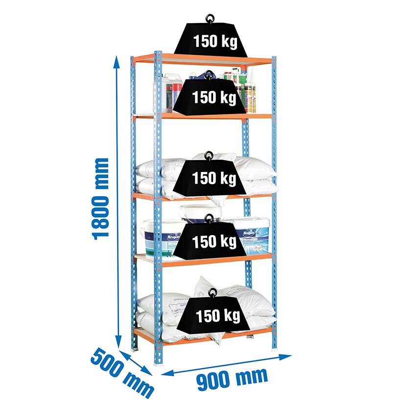 Estanteria Maderclick 5/500 Azul/naranja Simonrack 90X50X180 Cm estantería - Imagen 2