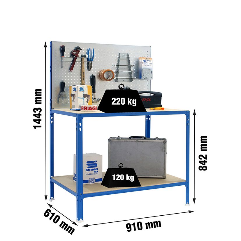 BANCO Ecowork CLICK 900 Azul/galva Simonrack 445X910X610 Mm trabajo - Imagen 2