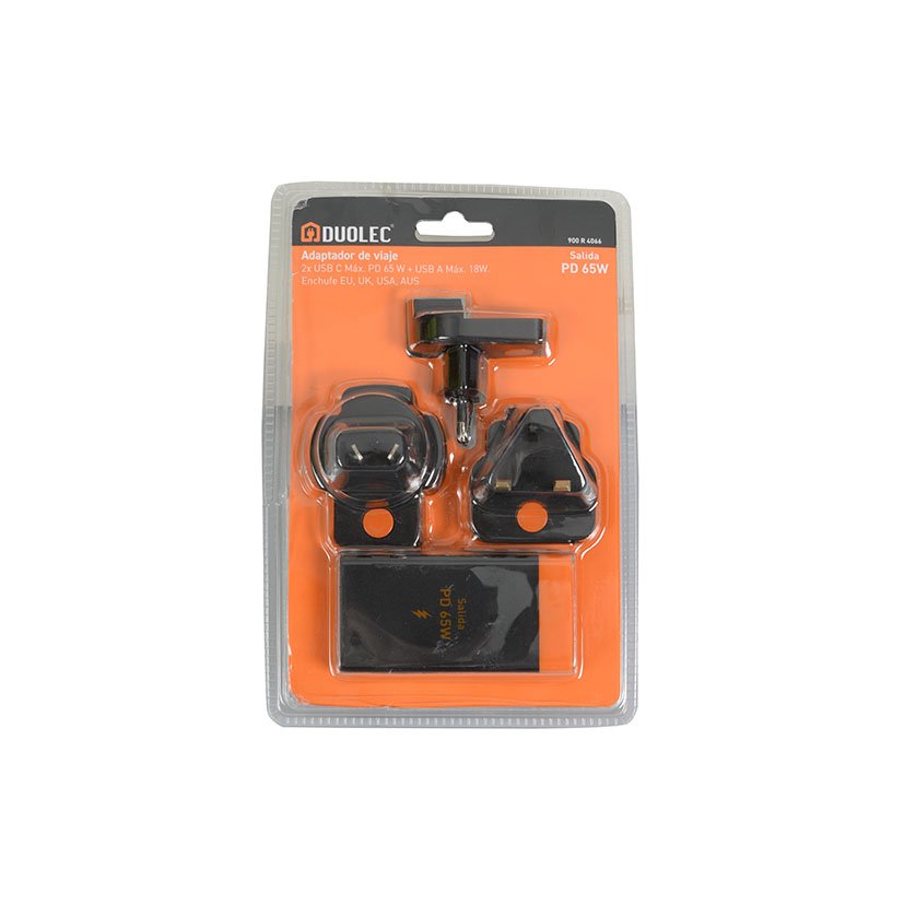 Cargador Adaptador DE VIAJE Duolec Negro clavija bas - Imagen 2