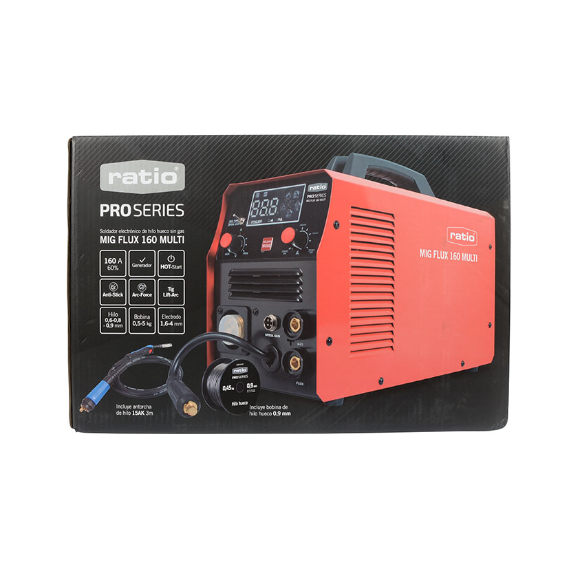 Soldador HILO HUECO S/GAS MIG160A+BOBINA RATIO 42X31X18 Cm 160 a mig mag 230 V - Imagen 5