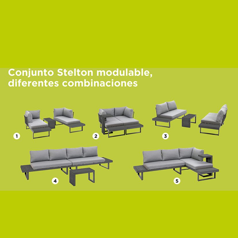 Stelton SOFA 2 Plazas + MESA Auxiliar 163X71X63 Cm 5X60X30 Cm mueble metal + Brasero exterior de regalo - Imagen 5
