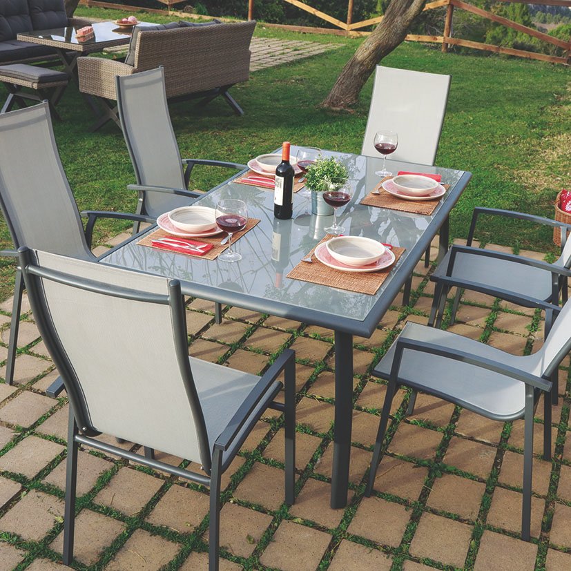 Sillón ALTO Aluminio Antracita 56X63X111 Cm 43X46X45 Cm mueble metal - Imagen 2
