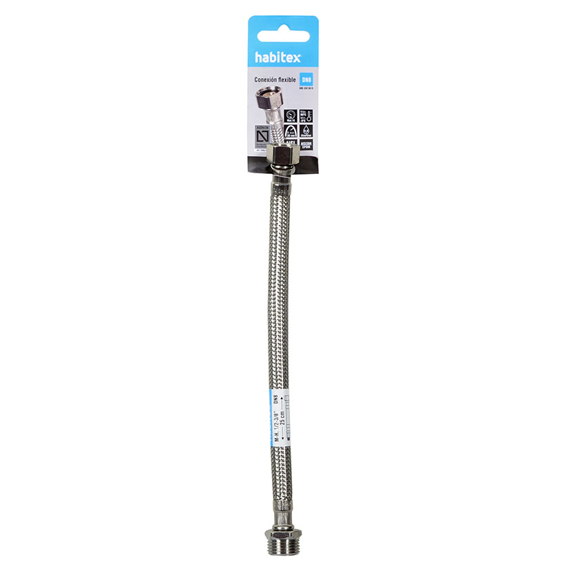 Conexion FLEX 30 INOX DN8 HH-3/8 HBTX Habitex 30 Cm Ref. 821F14B flexibl - Imagen 2