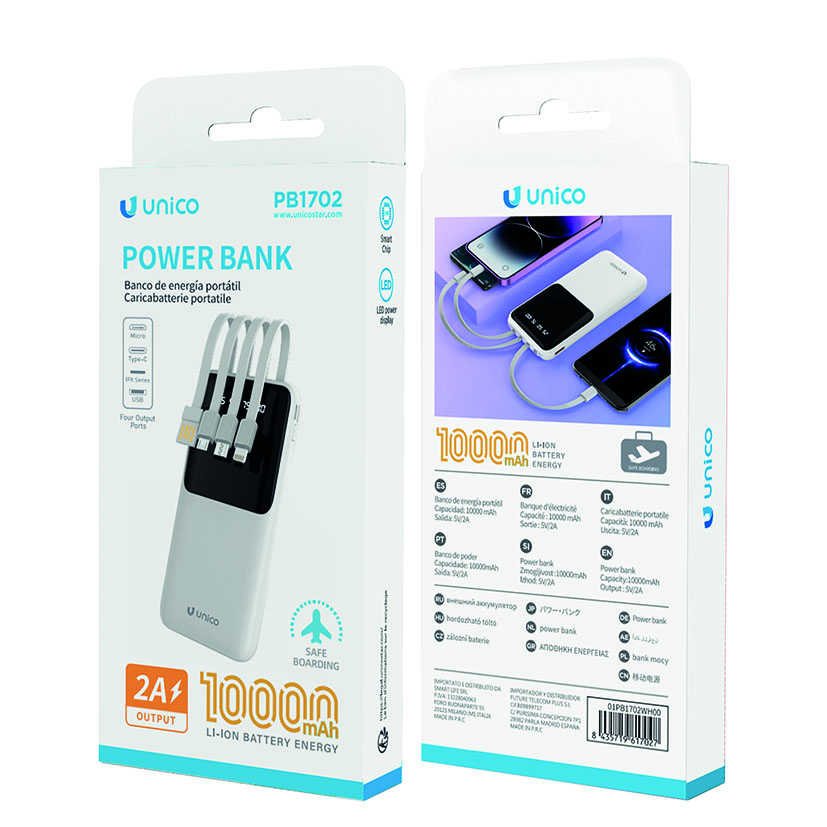 Powerbank 10 000 MAH BL UNICO Blanco multimedia - Imagen 2