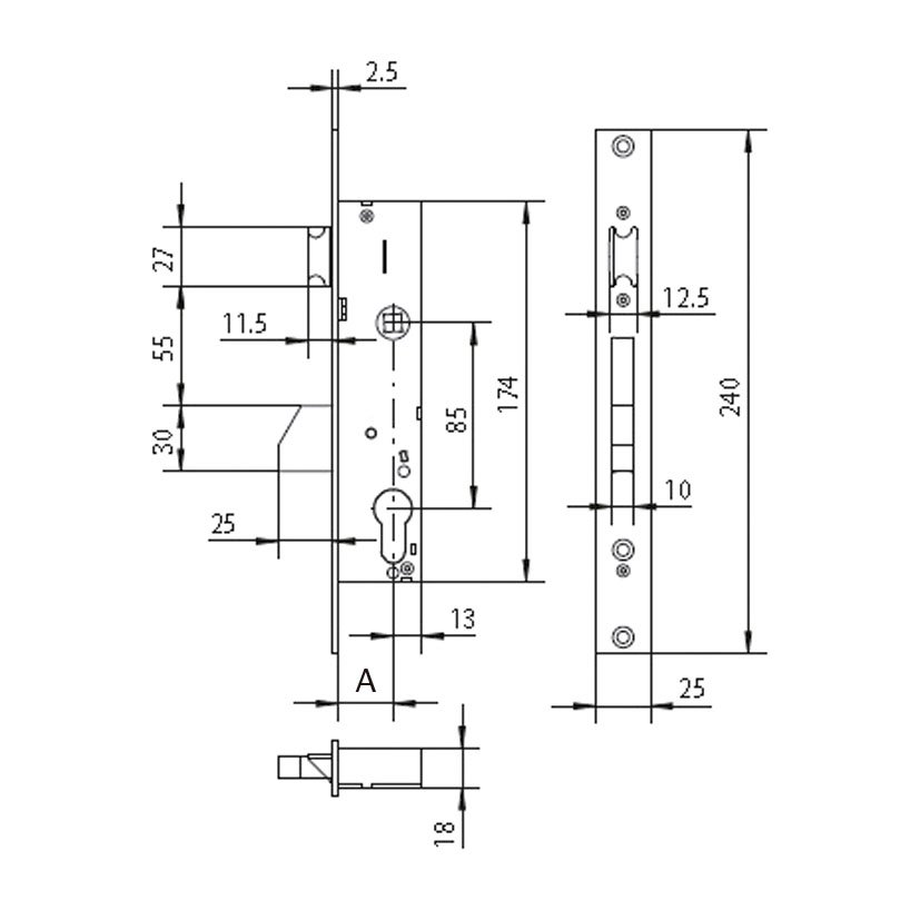 Cerradura EMB C MET M 4021 20 MM CISA 4021.20 MM Inox - Imagen 2