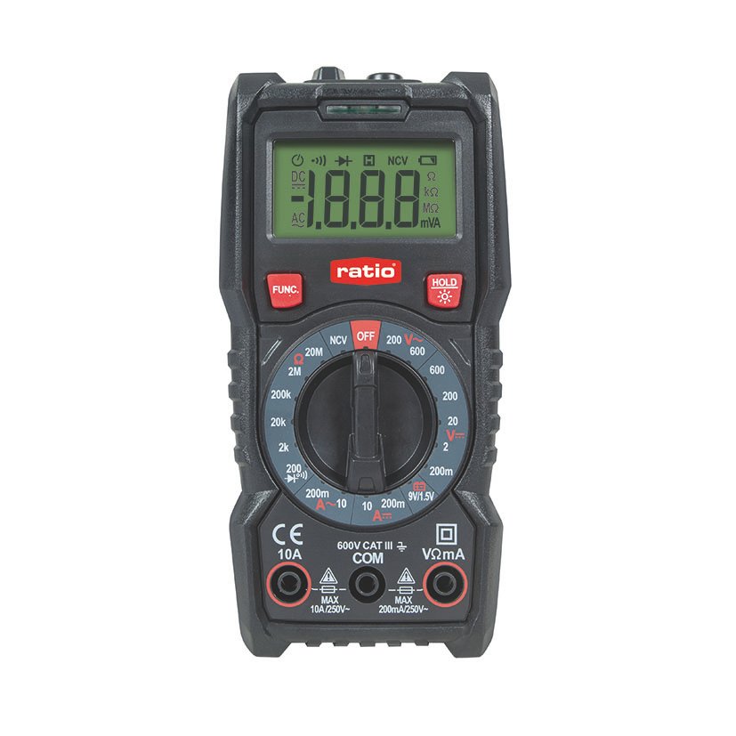 Multímetro Digital Ratio Ht-113a Cc/ca 200-600 V.corriente Ca 10 A.resistencia 200/2 KΩ/20 KΩ/200 KΩ/2 MΩ/20 Mω, 1,