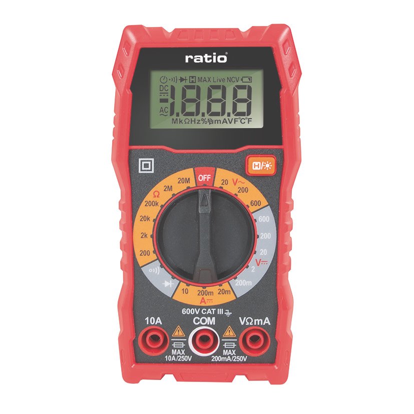 Multímetro Digital Ratio Ht-108l Cc/ca 200-600 V.resistencia 200/2k/20k/200k/2m/20mω, 1,2 5)dimensiones 7,1 X 3,7 X