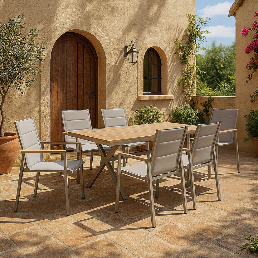 MESA Comedor Aluminio KMUS 180X90X74 Cm mueble metal - Imagen 2
