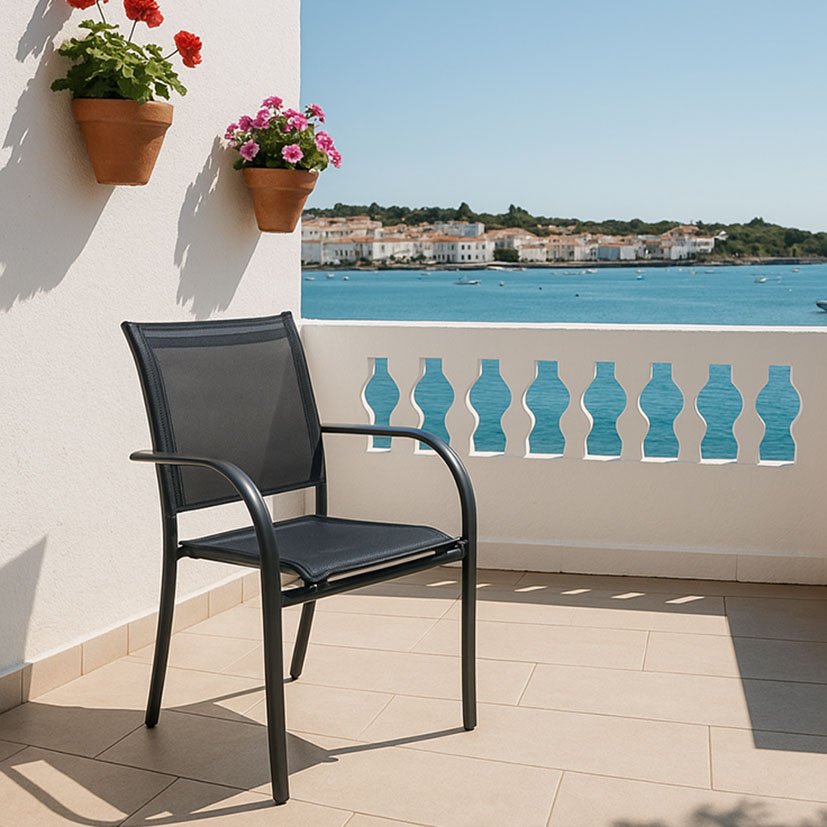 SILLA ALUM Textilene Apilable Victoria 55X64X86 Cm mueble metal aluminio - Imagen 3