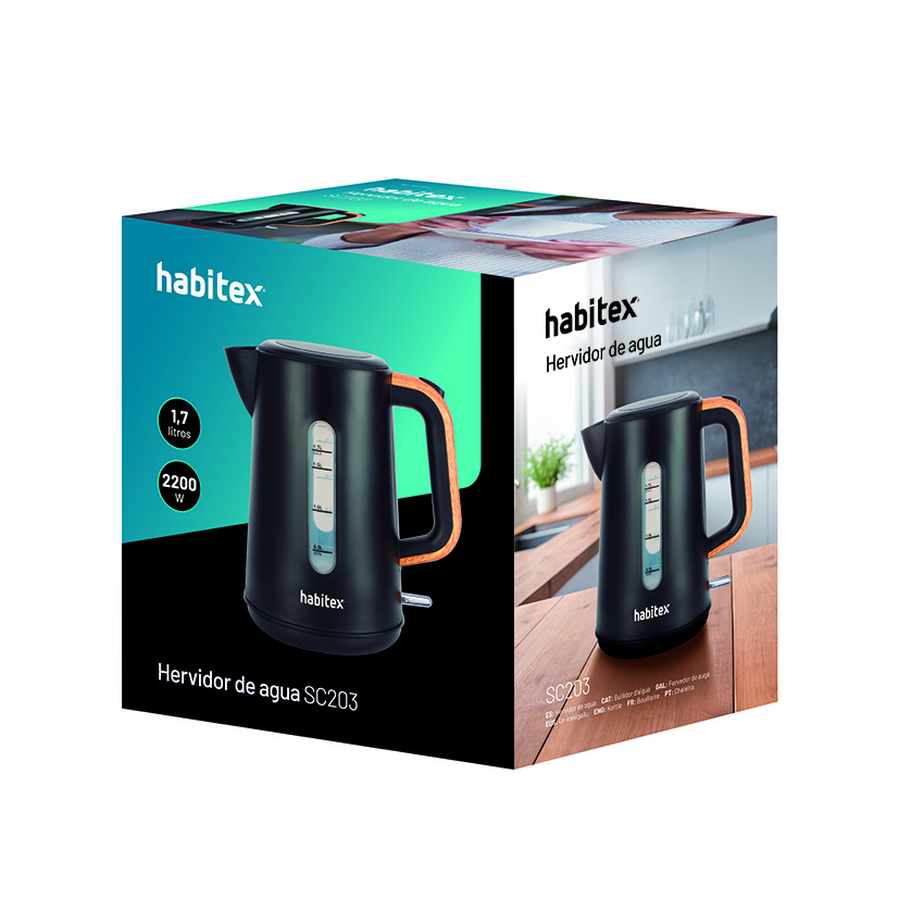Hervidor AGUA 1,7 L NEGRO Habitex cafetera - Imagen 2