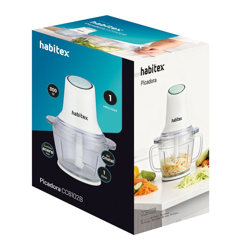 Picadora Chopper Habitex Cc6102b Potencia 300 W.capacidad 1 Litro Habitex 2018 - Imagen 2