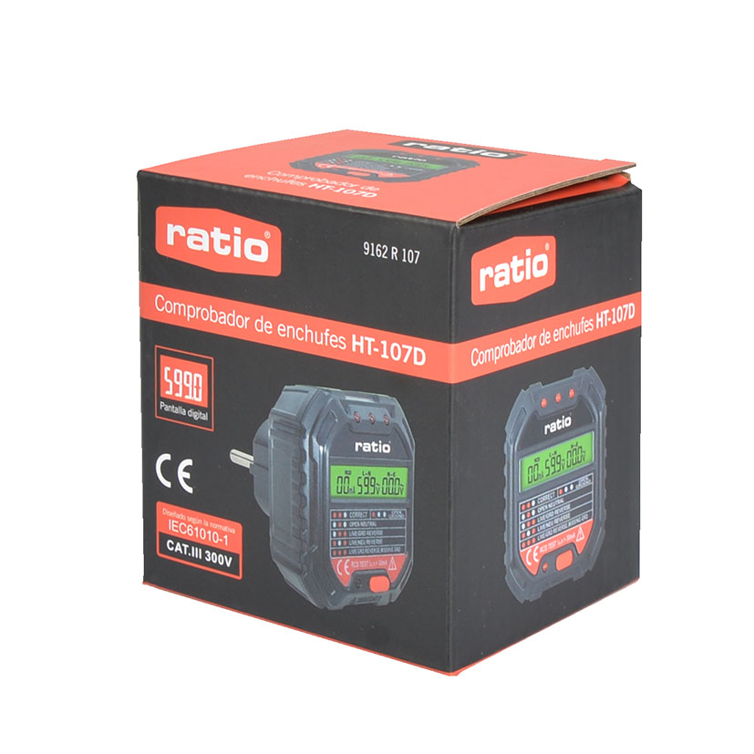 Comprobador Enchufes y Tensión Ratio Ht-107d Tensión 90-250 V 45~65 Hz.tensión Fuga 0 V-99 V.dimensiones 6,8 X 6,5x - Imagen 2