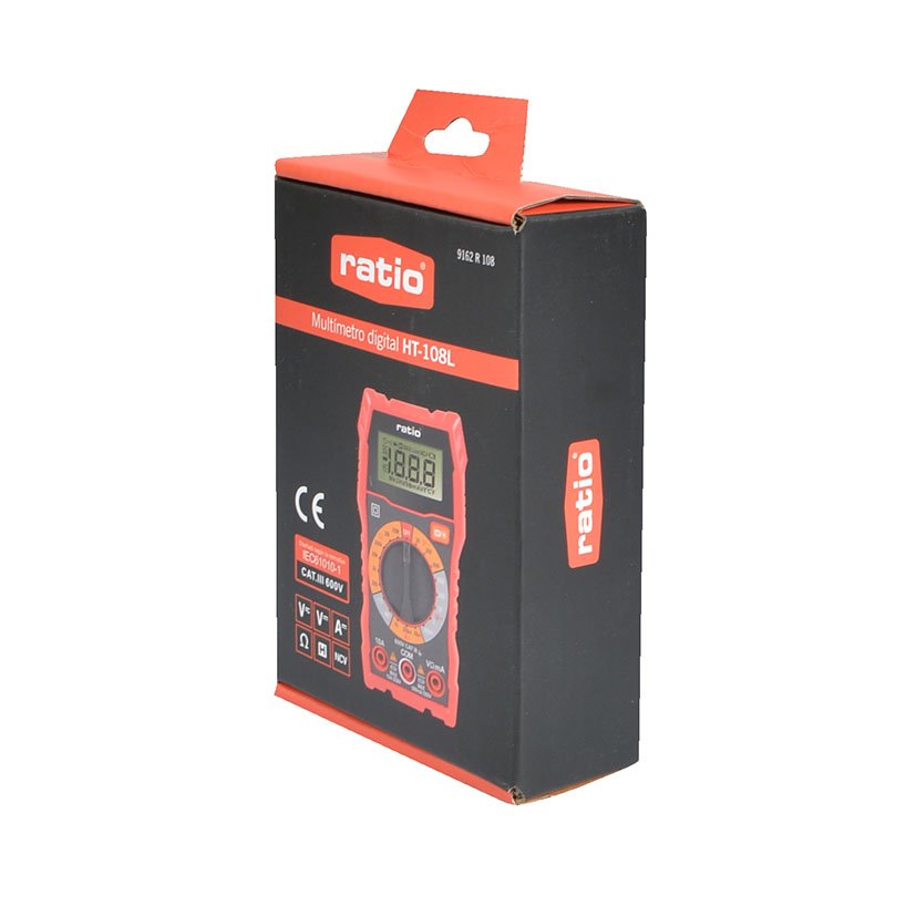 Multímetro Digital Ratio Ht-108l Cc/ca 200-600 V.resistencia 200/2k/20k/200k/2m/20mω, 1,2 5)dimensiones 7,1 X 3,7 X - Imagen 2