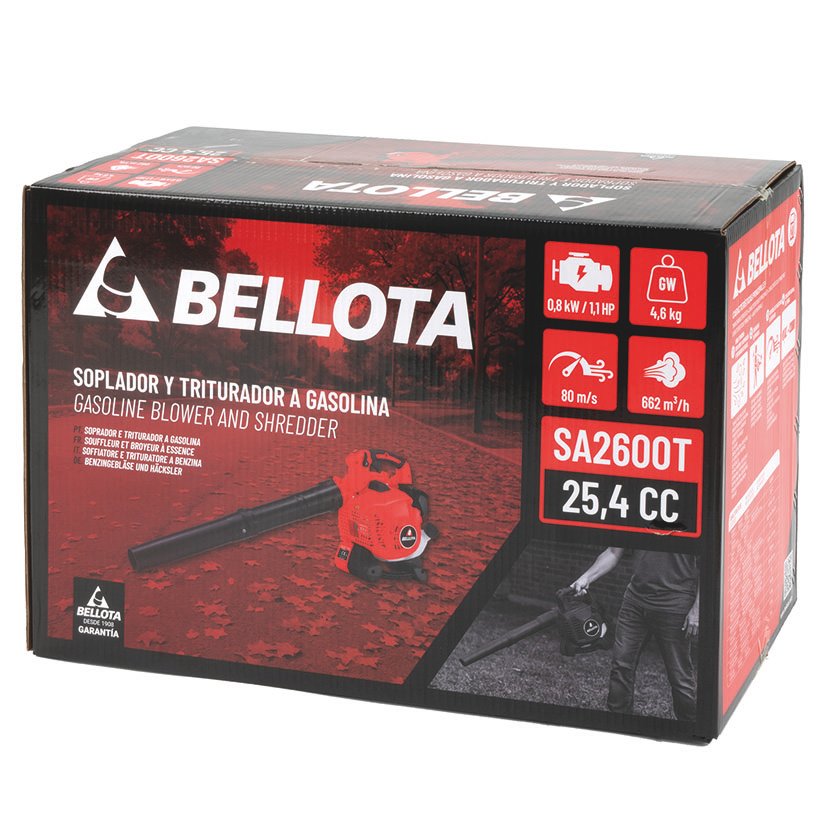 Soplador a Gasolina Bellota Sa2600te 2T. 25.4 CC.0,8 Kw/1,1cv. Bolsa 50 Litros - Imagen 3