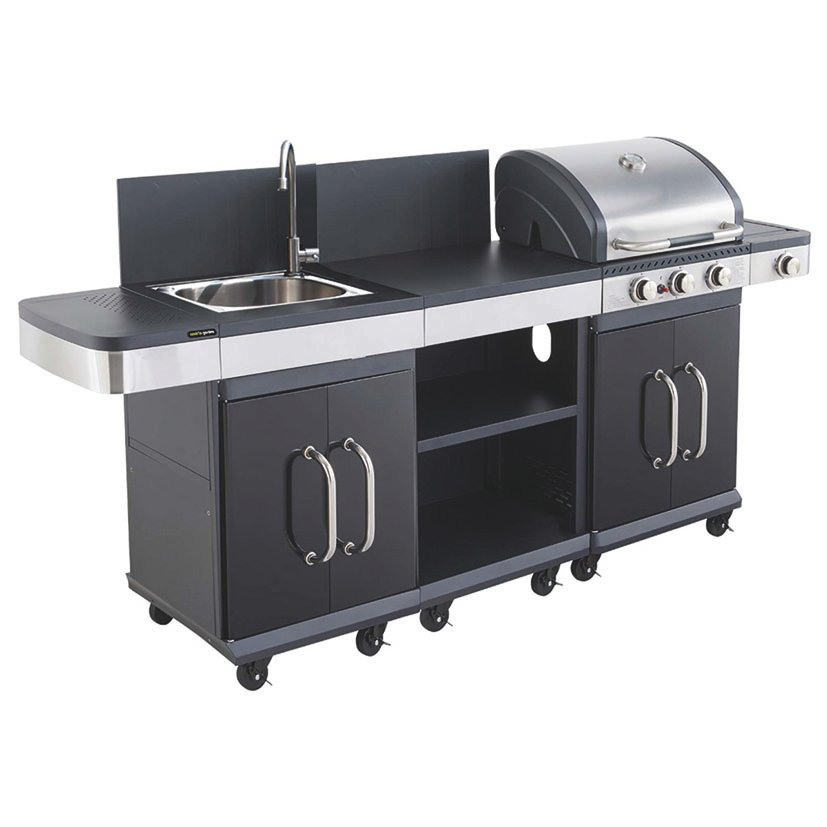 Módulos Conjunto Cook'in Garden Fidgi 1 Barbacoa, 1 Aparador y 1 Fregadero.242 X 57xh.112 Cm.gas Butano O Propano.a
