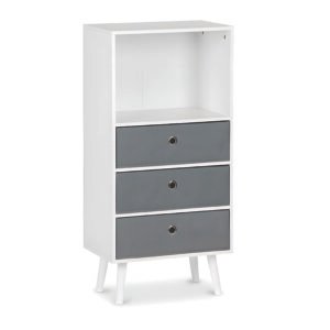 Estanteria 4 Niveles 3 Cajones Bco/gris 29 X 95 Cm 95 Cm